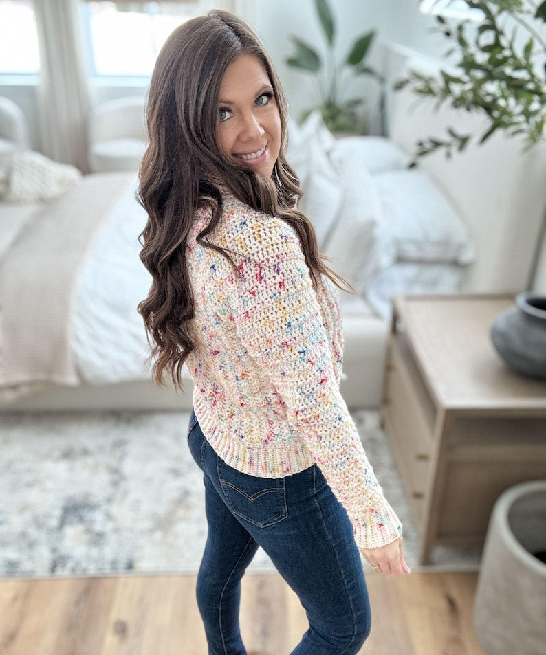 CROCHET PATTERN & VIDEO/ Snowy Season Cardigan Pattern, Sizes Xs-5X, Side to side construction, pdf, crochet cardigan pattern,