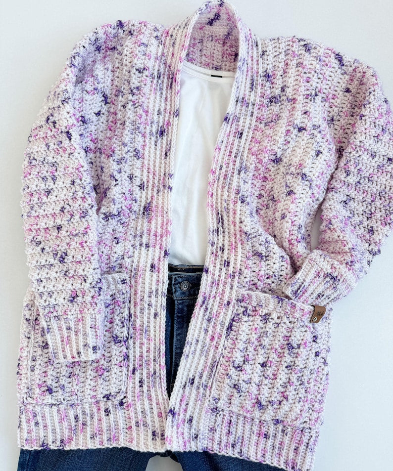 CROCHET PATTERN & VIDEO/ Snowy Season Cardigan Pattern, Sizes Xs-5X, Side to side construction, pdf, crochet cardigan pattern,