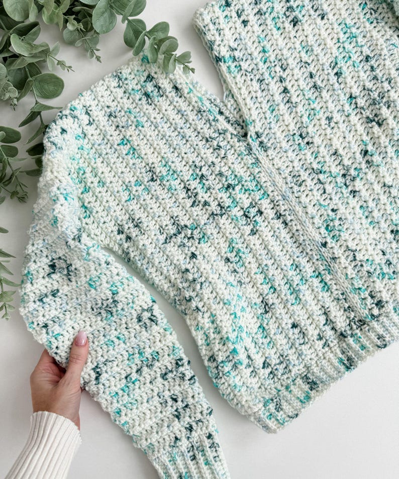 CROCHET PATTERN & VIDEO/ Snowy Season Sweater Pattern, Sizes Xs-5X, Pdf, Video Tutorial, 2 Piece Sweater Pattern, V-Neck Sweater