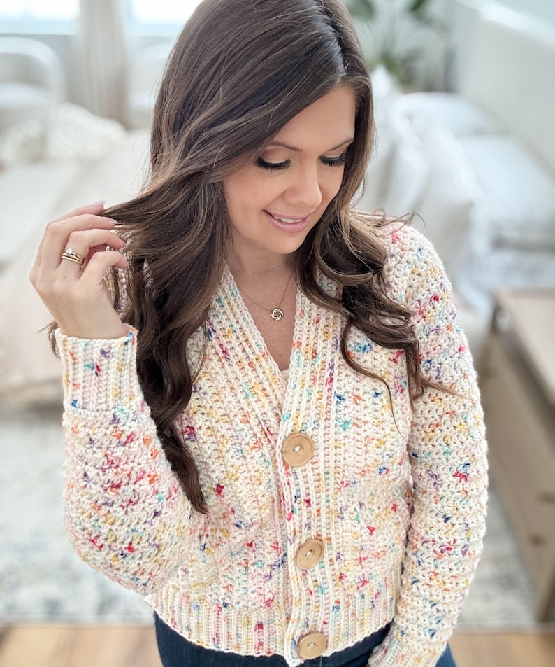 CROCHET PATTERN & VIDEO/ Snowy Season Cardigan Pattern, Sizes Xs-5X, Side to side construction, pdf, crochet cardigan pattern,