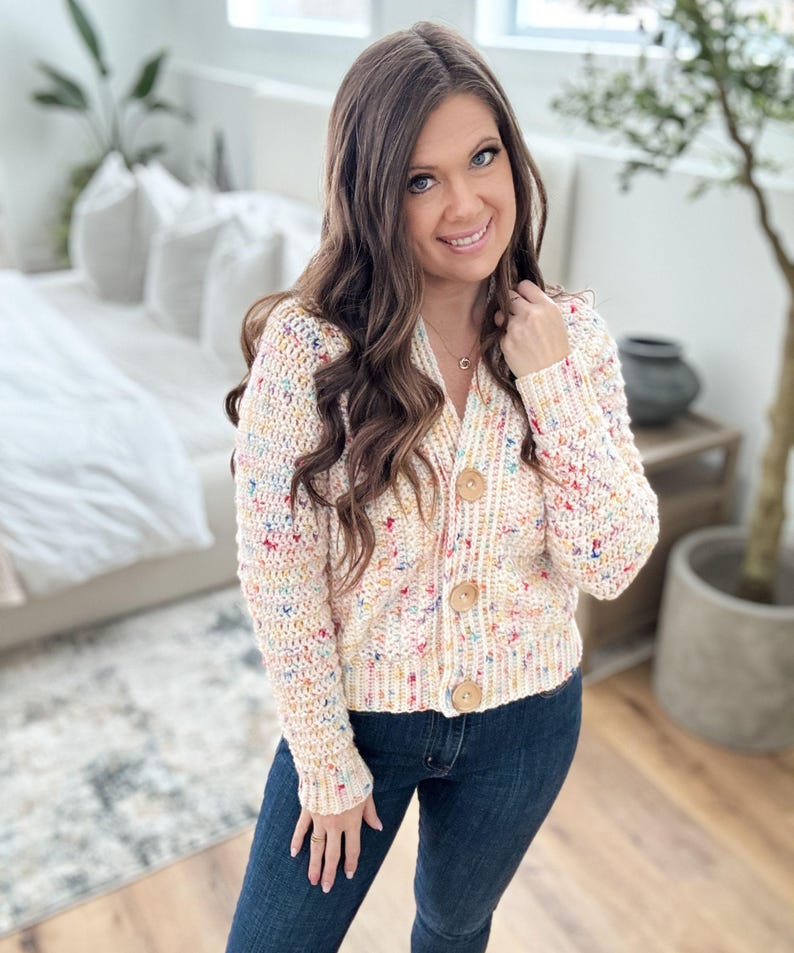 CROCHET PATTERN & VIDEO/ Snowy Season Cardigan Pattern, Sizes Xs-5X, Side to side construction, pdf, crochet cardigan pattern,