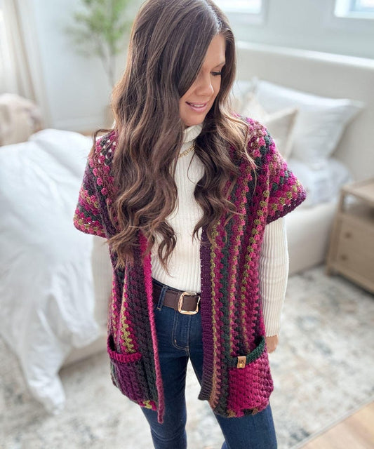 CROCHET PATTERN & VIDEO/ Granny Pop Ruana, Crochet Ruana Pattern, Womens Sweater, Easy Crochet Pattern, pdf, Sizes Xs-5X, Granny Stitch